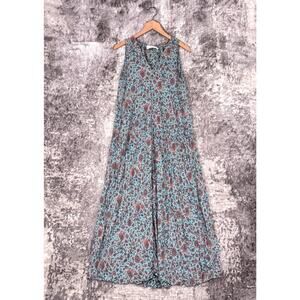 Natalie Martin Dress XS Womens Blue Rayon Floral Sleeveless Midi Maxi